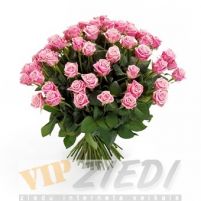 ziedu piegāde: 51 rozā gara roze: 150.00 €